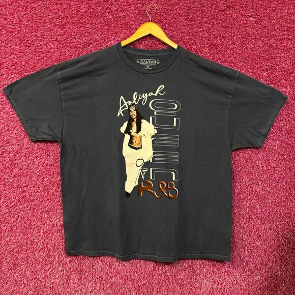 Aaliyah R&B Vintage-Style Washed Blue T-Shirt 3XL - Picture 1 of 4